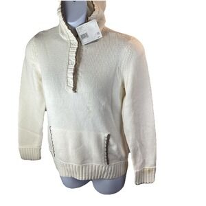 Vintage Liz Claiborne Sweater Hoodie Cream Size Large Dead Stock‎ New w/Tags